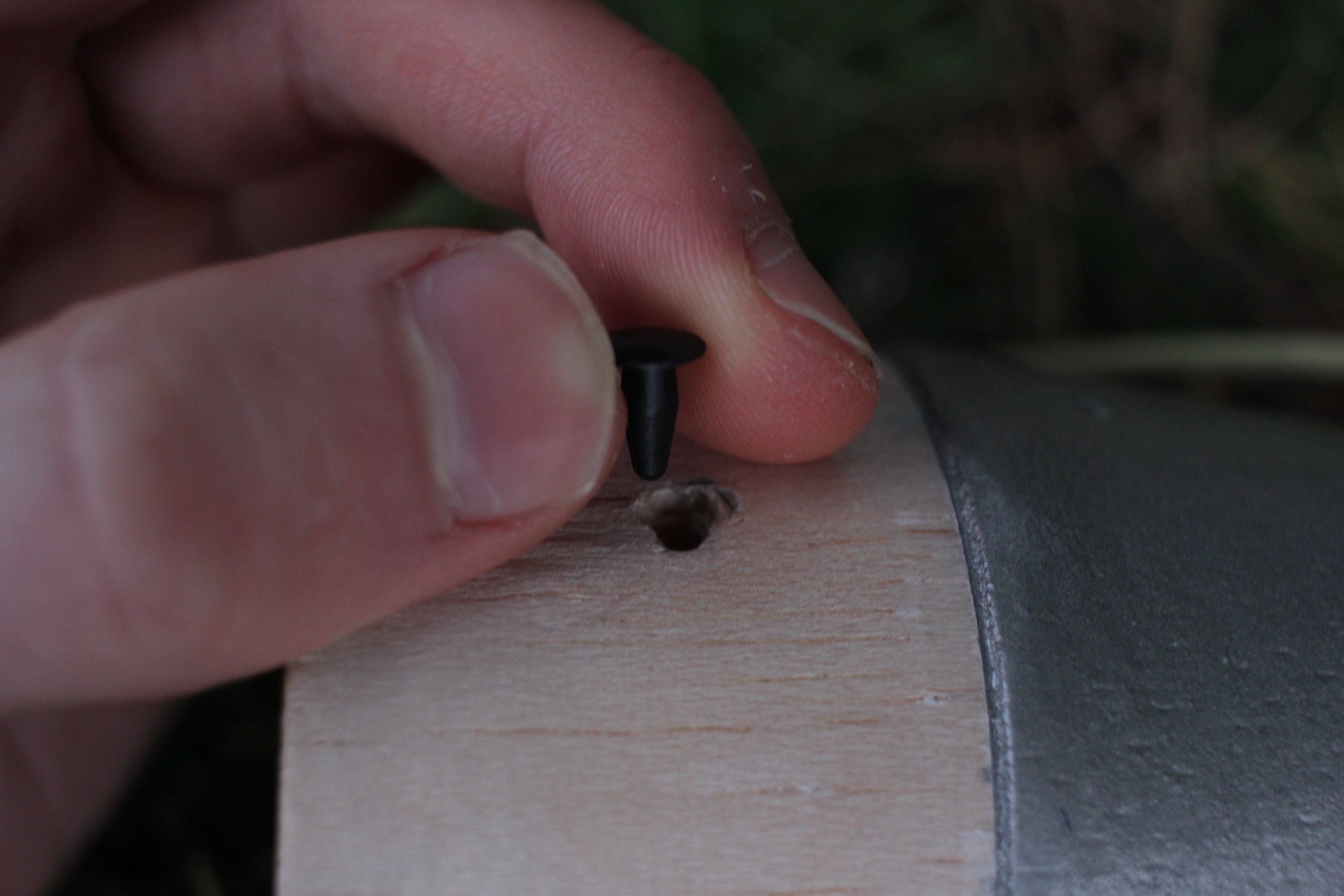 Rivet next to the oversized hole that developed in the transition